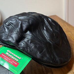 Giovanni Navarre NWT Black Patchwork Velcro Back Flat Cap One Size